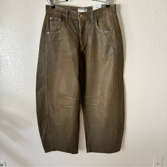 New Free people x new moon Good Luck Coated High Waist Barrel Jeans size 28 - Picture 9 of 14